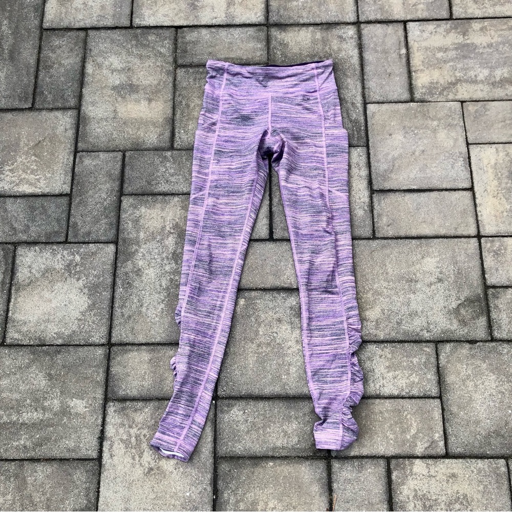 Lululemon Full Length Pink/Grey Leggings With Ruching Size 4